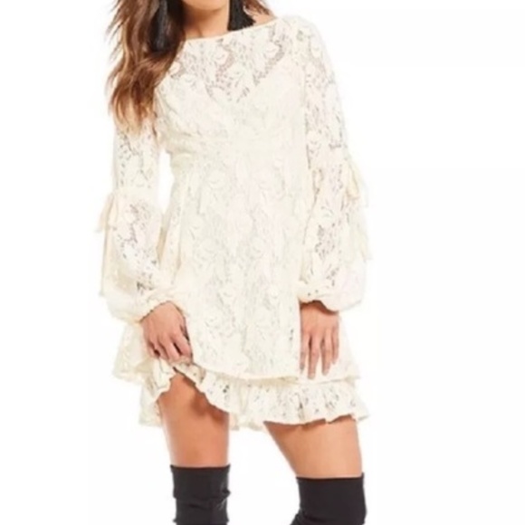 Free People Dresses & Skirts - NWT Free People Cream Lace Rubi Mini Dress SZ S